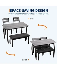 gaomon 4-Person Modern Metal and Wood Space-Saving Dining Set