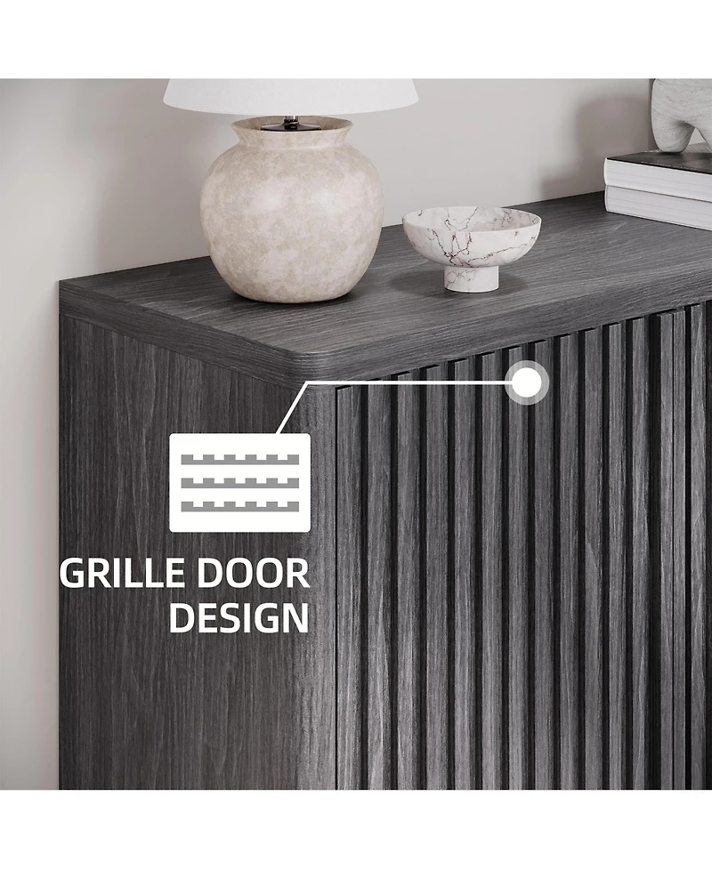 Homfan 2 Piece 5 Tier Shoe Cabinet Set with Fluted Doors and Adjustable Shelves, Entryway Hallway Storage Organizer