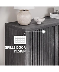 Homfan 2 Piece 5 Tier Shoe Cabinet Set with Fluted Doors and Adjustable Shelves, Entryway Hallway Storage Organizer