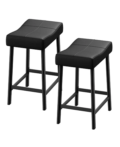 gaomon Upholstered 24" Backless Saddle Bar Stools Set of 2