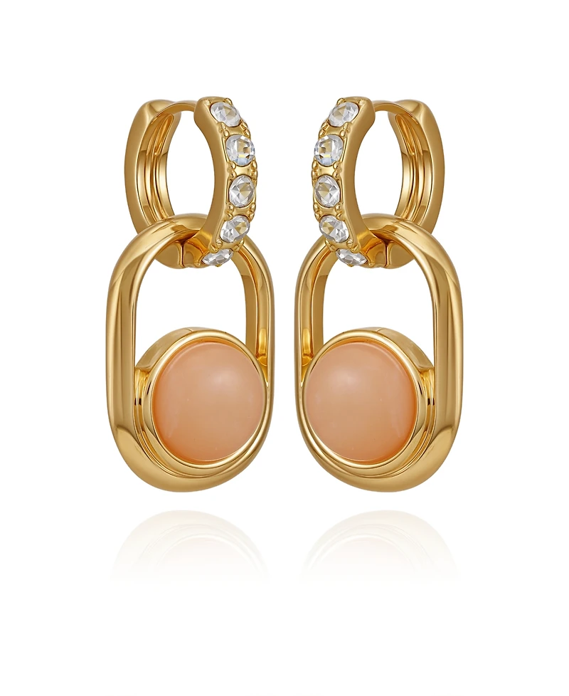 Guess Gold-Tone Rose Stone Linear Drop Earrings