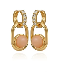 Guess Gold-Tone Rose Stone Linear Drop Earrings