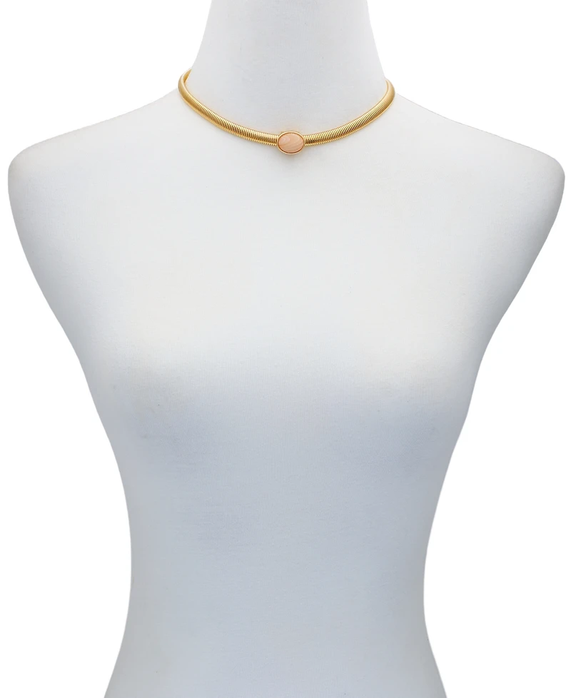 Guess Rose Quartz Gold-Tone Collar Necklace