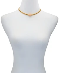 Guess Rose Quartz Gold-Tone Collar Necklace
