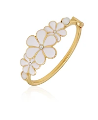 Guess Gold-Tone Floral Side Hinge Bangle Bracelet