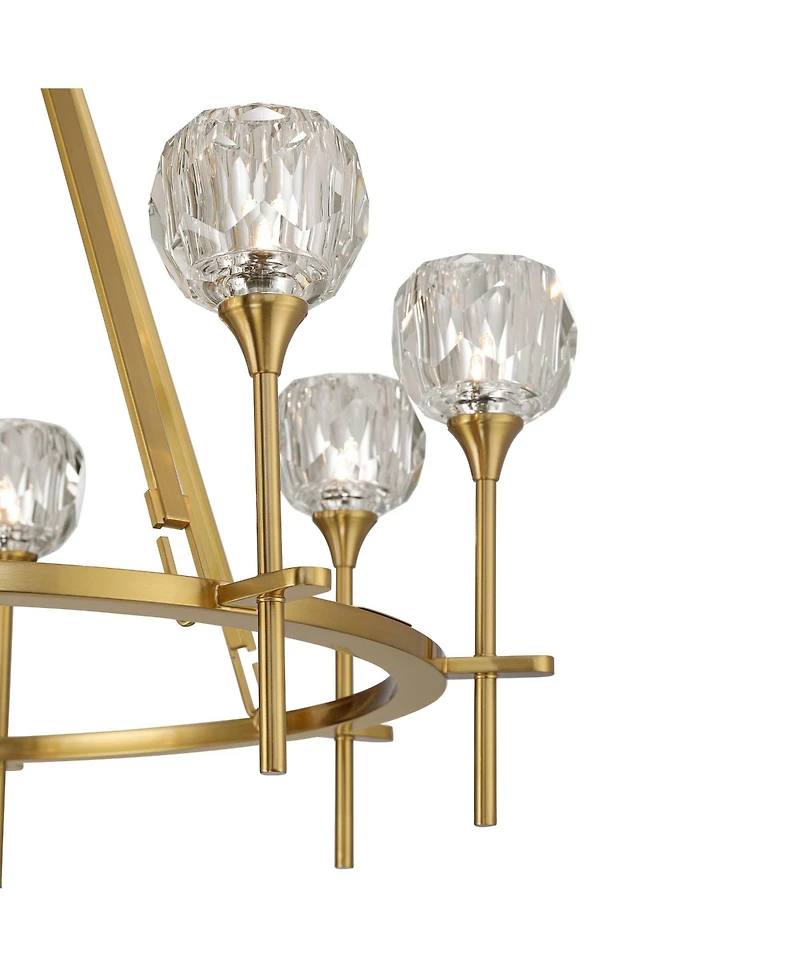 Possini Euro Design Francie Soft Gold Ring Chandelier Wide Modern Clear Crystal Glass 8-Light Fixture for Dining Room House