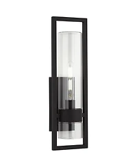Possini Euro Design Reed High Modern Outdoor Wall Light Fixture Mount Porch House Weatherproof Sand Finish Glass Shade