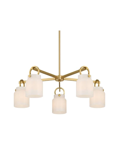 Possini Euro Design Evora Brass and Opal Glass 5-Light Chandelier
