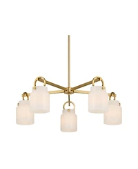 Possini Euro Design Evora Brass and Opal Glass 5-Light Chandelier