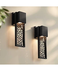 Possini Euro Design Miele High Modern Outdoor Wall Light Fixture Mount Porch House Set of 2 Led Bulb Matte Metal
