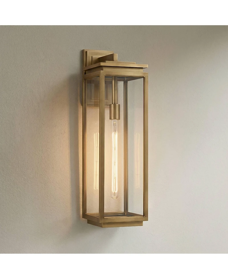 Possini Euro Design Atkins High Die Cast Brass Outdoor Wall Light