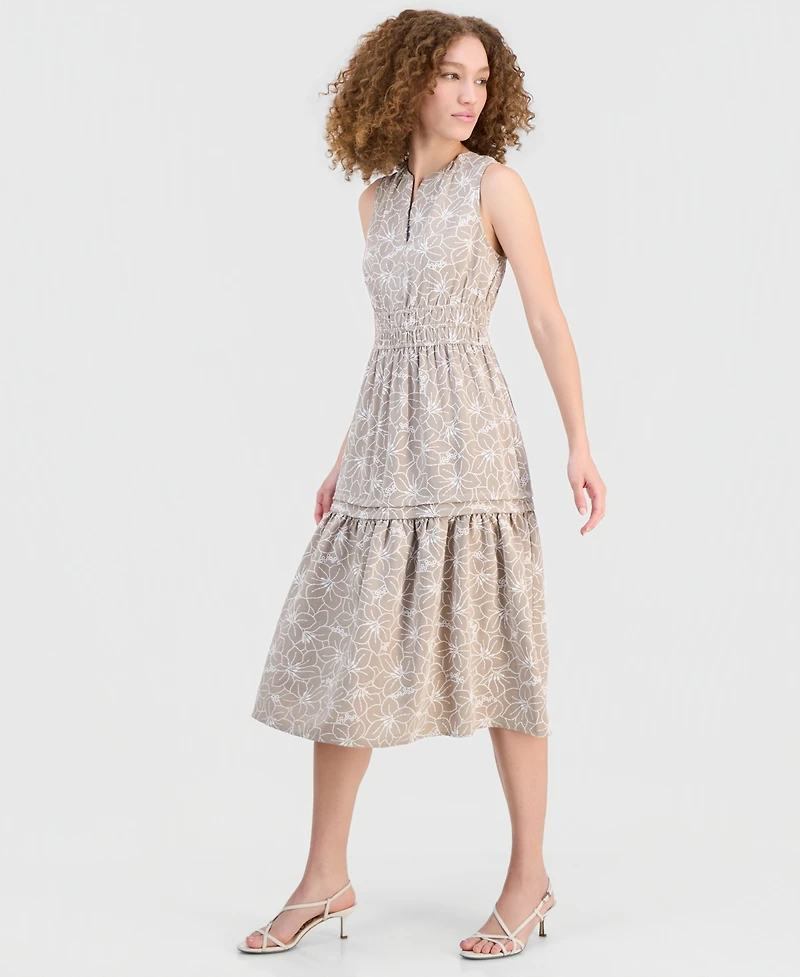 Robbie Bee Women's Sleeveless Elastic-Waist Midi Dress