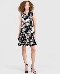 Robbie Bee Women's Front-Zip Sleeveless A-Line Dress