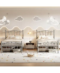 gaomon Twin Metal Bed Frame with Heart Headboard and Footboard, Heavy-Duty Platform for Kids