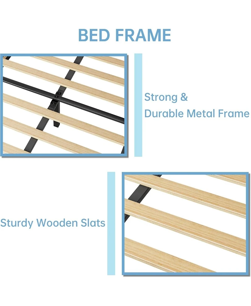 gaomon Twin Velvet Bed Frame with Shell Headboard, Adjustable Upholstered Platform