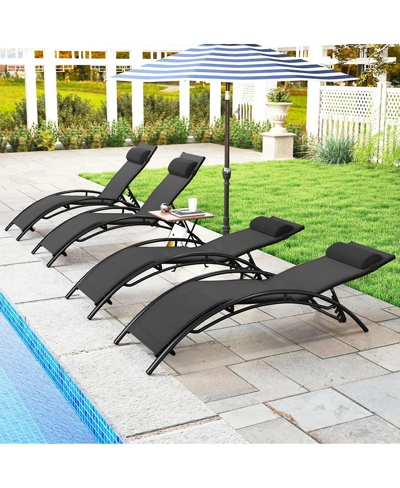 Slickblue Patio Chaise Lounges Set of 2 Outdoor Recliner with 5-Position