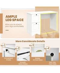 Gouun Computer Desk with 2 Drawers and Power Outlets