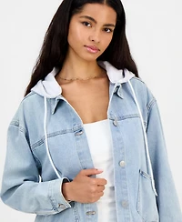 Madden Girl Juniors' Hooded Denim Jacket
