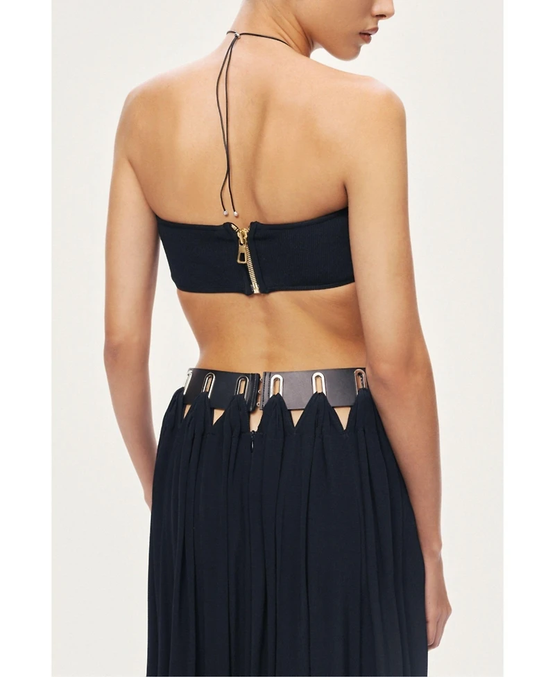 Nocturne Women's Pleated Ring-Detail Midi Skirt