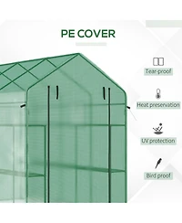 Outsunny Walk-in house, 18 Shelves, 84.25" x 56.25" x 76.75",