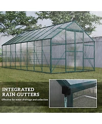 Outsunny 16' x 8' Polycarbonate Walk-in Garden house w/ Sliding Door