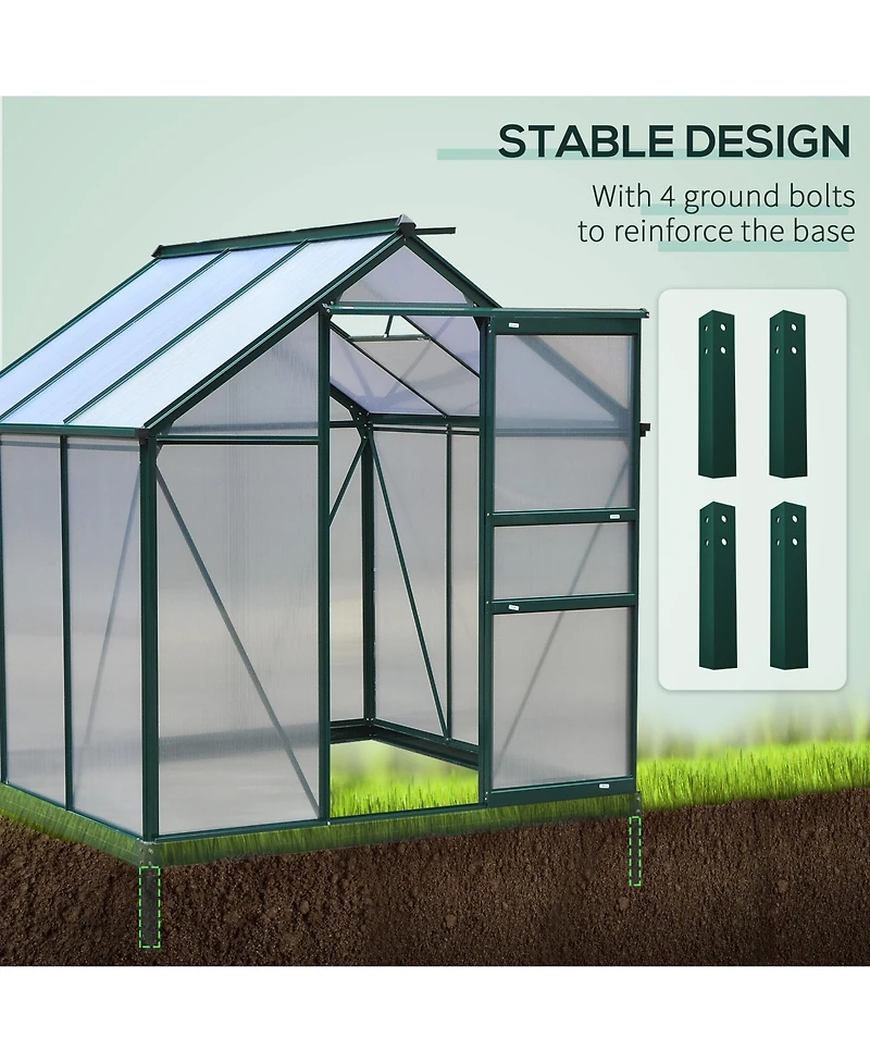 Outsunny 6' x 6' x 7' Large Polycarbonate Walk-in house,