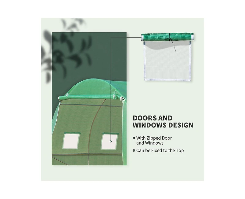 Outsunny Large 10' x 10' house, Hoop Hot House, Zipper Door,