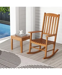 Gymax Patio Rocking Chair w/ 400 lbs Weight Capacity Eucalyptus Wood Porch Rocker w/ High Back