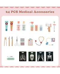 Slickblue Wooden Medical Playset for Kids 3+ with Stethoscope Toy