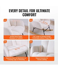 Gouun Upholstered Glider Rocking Chair with Teddy Fabric