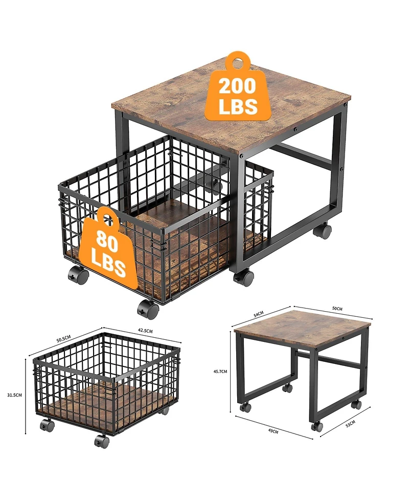 Homfan Heavy Duty Rolling Storage Cart with Drawer - Lockable Wheels, for Bathroom, Laundry Room