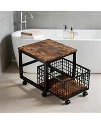 Homfan Heavy Duty Rolling Storage Cart with Drawer - Lockable Wheels, for Bathroom, Laundry Room