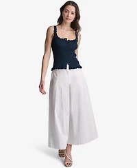 Bcbg Women's Ribbed Button-Front Scoop Neck Tank Top