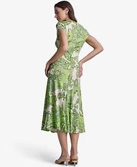Bcbg Women's Paisley-Print Cap-Sleeve Crewneck Midi Dress