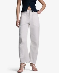 Bcbg Women's Embroidered Scallop-Hem Wide-Leg Jeans