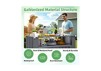 Aecojoy Outdoor Grill Table with Storage Cabinet Weatherproof, Outdoor Kitchen Island, Grill Cabinet Cart with Storage