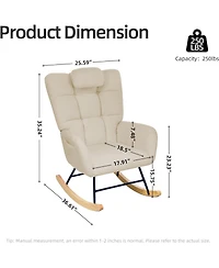 gaomon Nursery Rocking Chair,Teddy Upholstered Glider Rocking Chair with High Backrest,Nursery,Bedroom,Living Room,Office