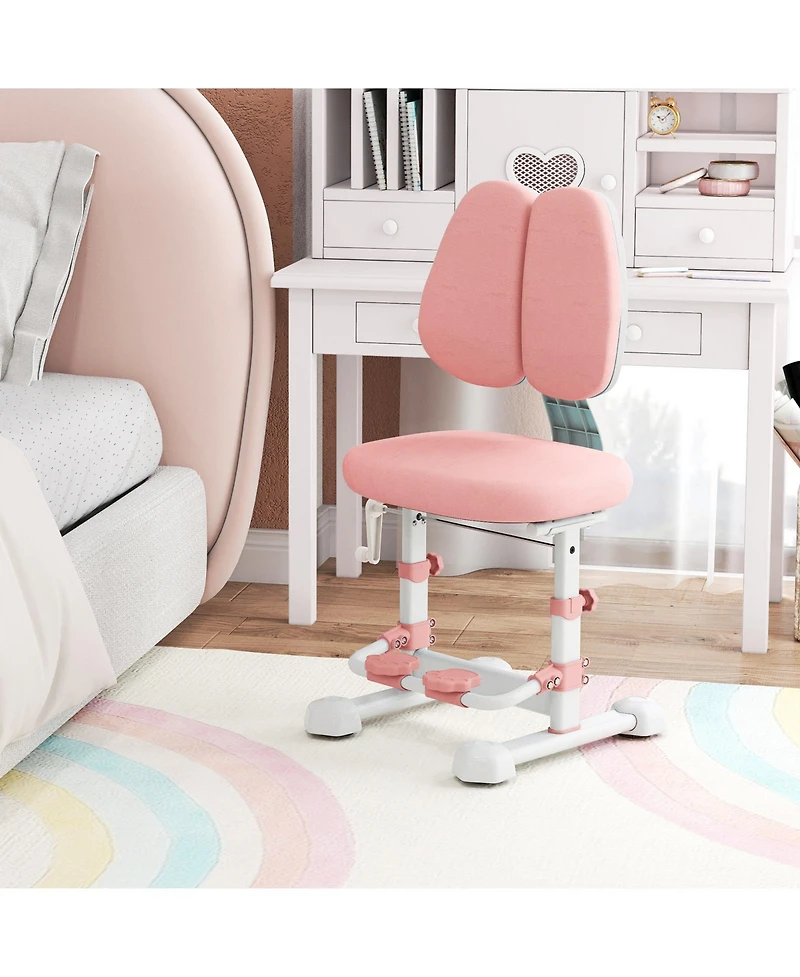 Gouun Kids Study Chair with Double Backrest, Adjustable Height and Footrest