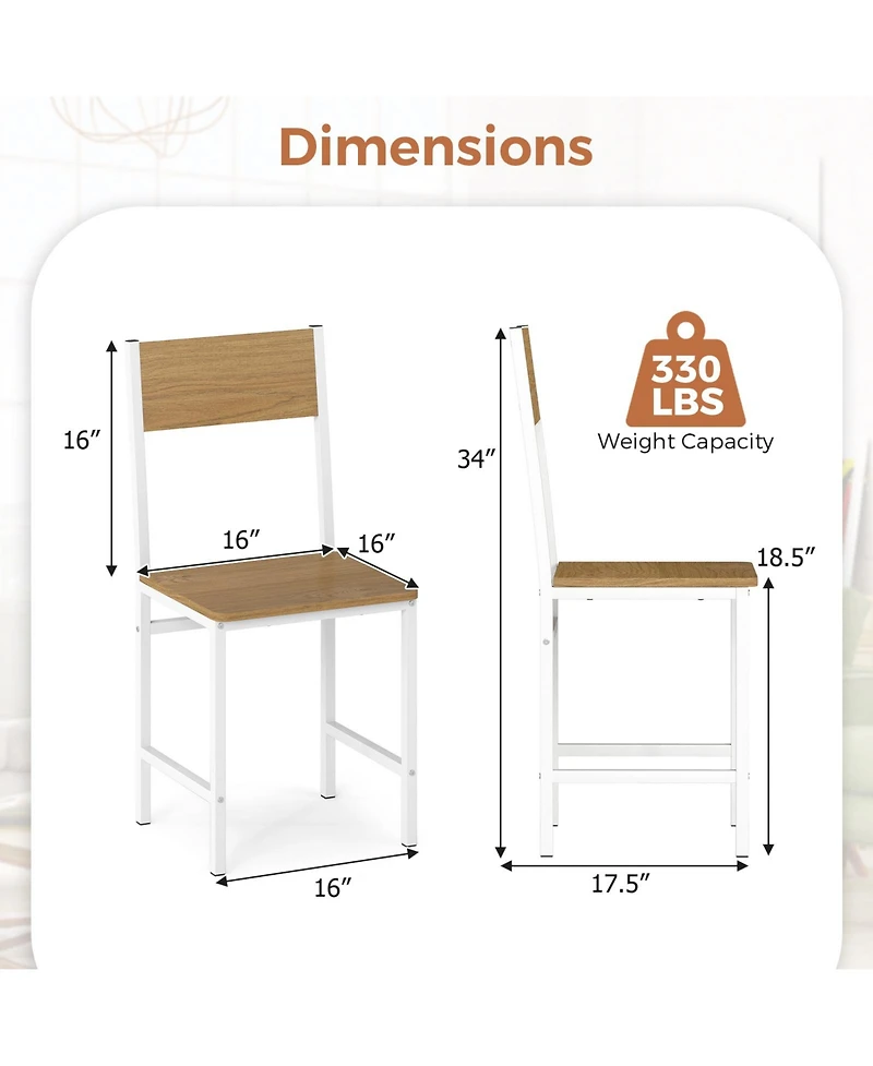 Gouun Industrial Dining Chairs Set of 4 with Metal Legs and Slanted Back