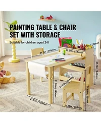 Sugift Kids Art Table and 2 Chairs, 2-in-1 Toddler Craft and Play Activity Table, Wood Set