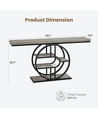 gaomon Industrial Narrow Console Sofa Table with O-Shaped Metal Frame and 5-Tier Storage, Entryway Table