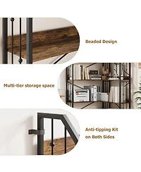 gaomon Industrial L-Shaped Corner Bookshelf, 5-Tier Bookcase Storage Display Shelf