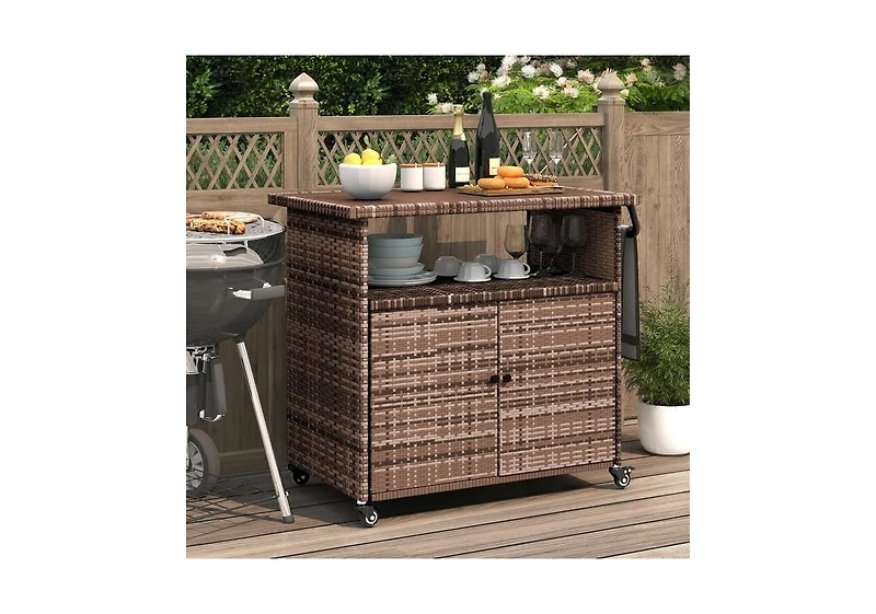 Aecojoy Outdoor Bar Cart with Wheels