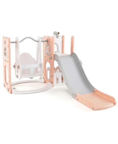 Slickblue 7 1 Toddler Slide and Swing Set L Shaped with Hoop