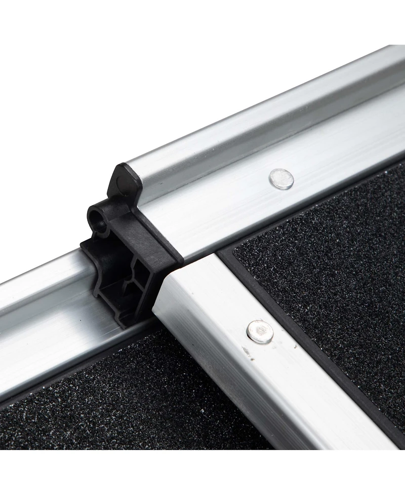 Aostirmotor Foldable Aluminum Dog Car Step Ramp with Pvc Handle, Non-Slip Foot Mats for Most Sized Dogs, Pet Ladder