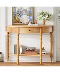 Streamdale Furniture Farmhouse Half Moon Console Table with Drawer & Shelf