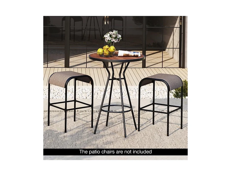 Slickblue 3-Piece Patio Round Bar Table Set with 1.6 Inch Umbrella Hole
