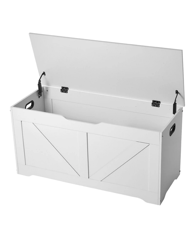 Slickblue Wooden Kids Storage Bench Toy Box with Safety Lid Hinge