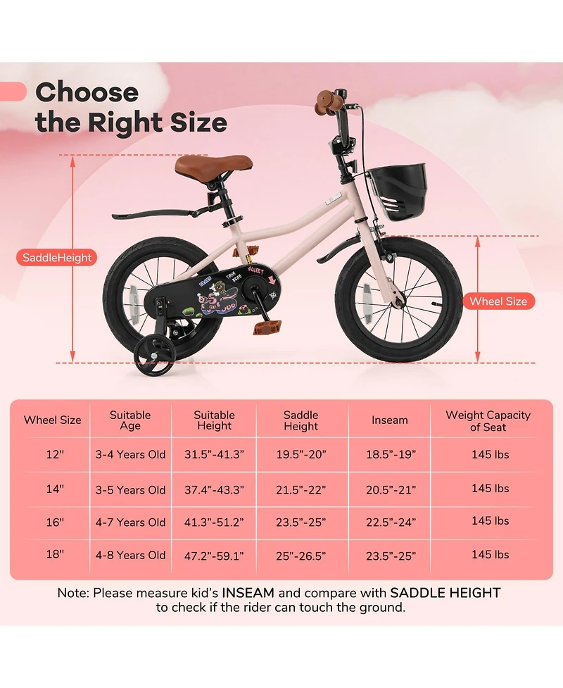 Slickblue Kids Bike with Basket and Customizable Handlebar Height