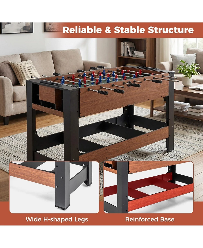 Slickblue Full Size Foosball and Pool Table 2-in-1 Combo with Stable Legs